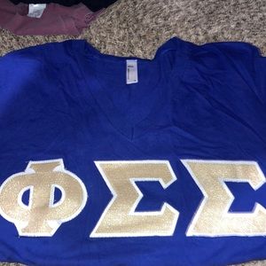Short Sleeve Phi Sigma Sigma Stitched Letters